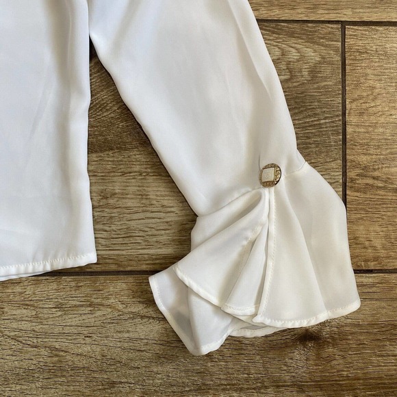 Vintage Ruffle White Blouse Top Ultra-Sexy Hippie Retro size 8 - Picture 9 of 15